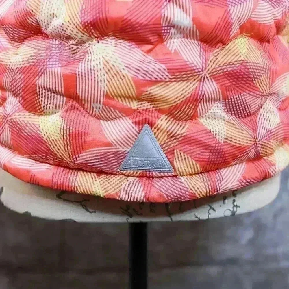 Child's LL Bean Down vest pink/yellow/graphic print size L (14 - 16) - Downtek